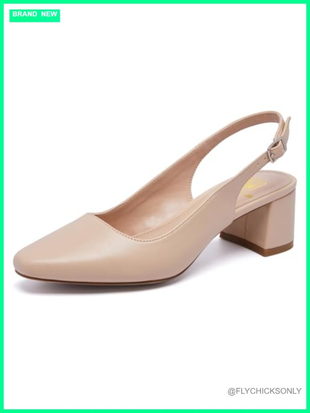Low Chunky Slingback Heels Square Toe Block Dress Shoes Comfortable Office Pumps